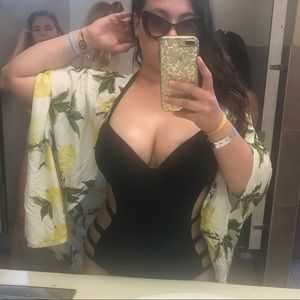 Strappy Bikini Push Up One Piece Swimsuit